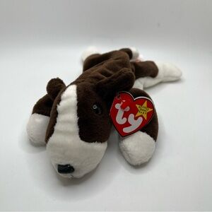 Ty Beanie Baby Bruno Chocolate Brown Bull Terrier Dog 1997